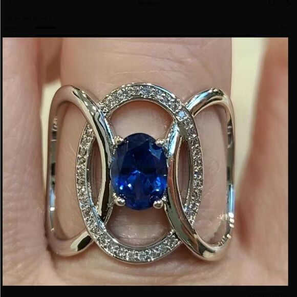 💙Sapphire & Diamond Eternity Band🩵 - Picture 11 of 17